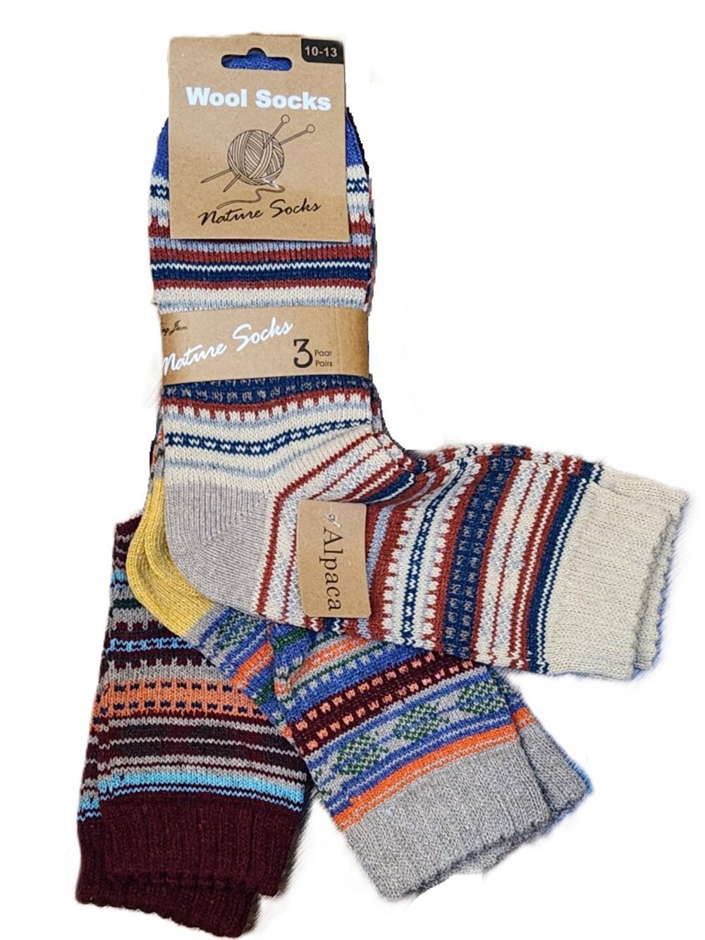 NATURE SOCKS Alpaca Wool Crew Socks - 3 PAIRS - Sz 10 - 13 - NEW NWT